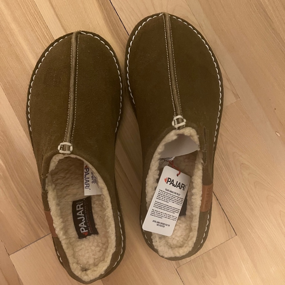 Pajar Men’s Brown Suede Shearling-Lined Slip-On Loafers